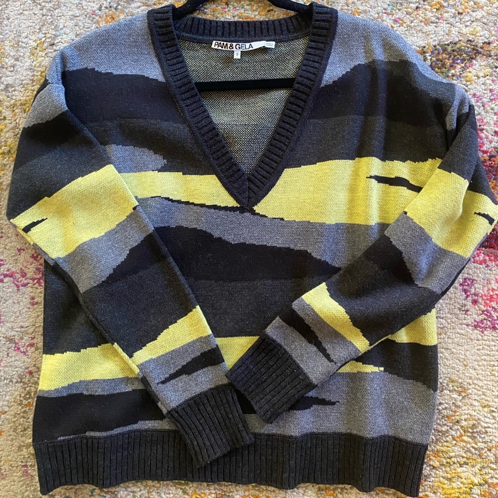 Pam & Gela neon camo sweater size Small